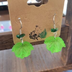 Green Leaf Fairy & Cottage Core Earrings - Stainless Steel
